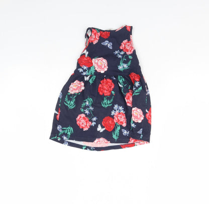 h7M Girls Blue Floral  Fit & Flare  Size 2 Years