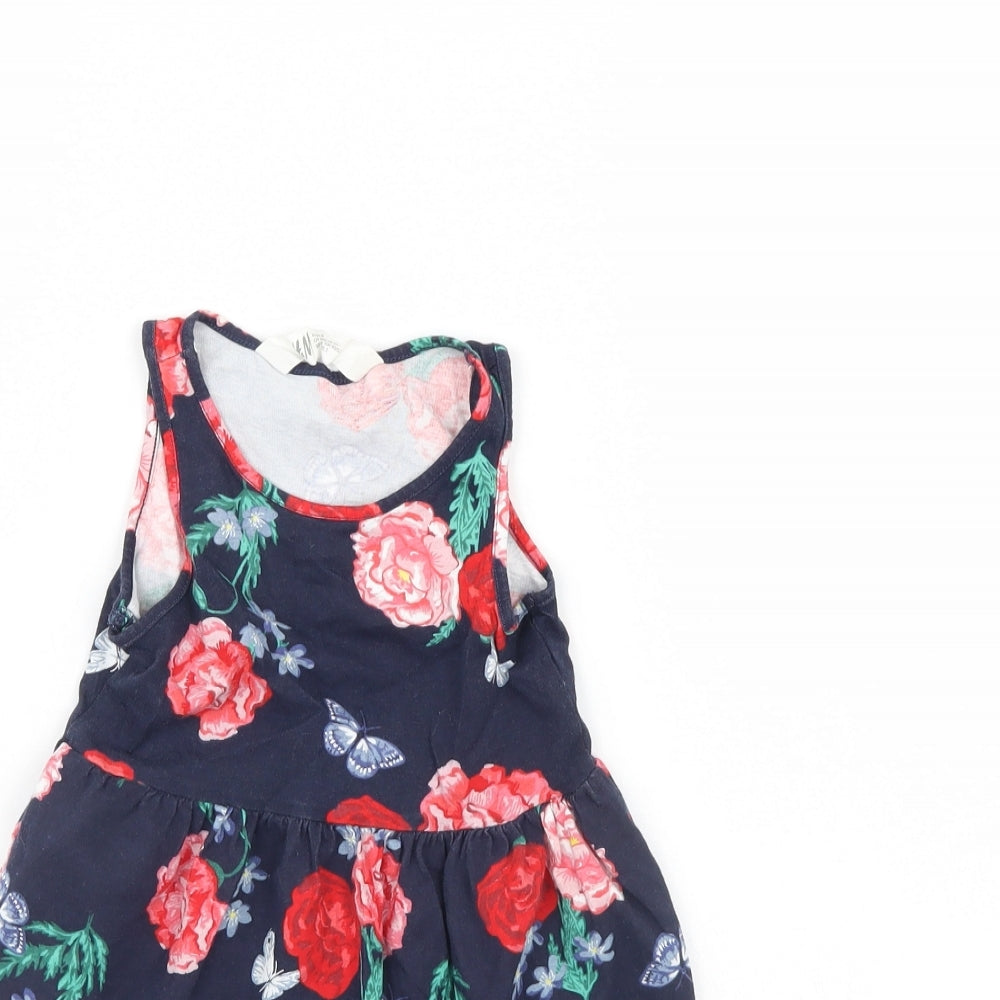 h7M Girls Blue Floral  Fit & Flare  Size 2 Years