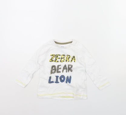 Mothercare Girls White   Basic T-Shirt Size 9-12 Months  - Animal