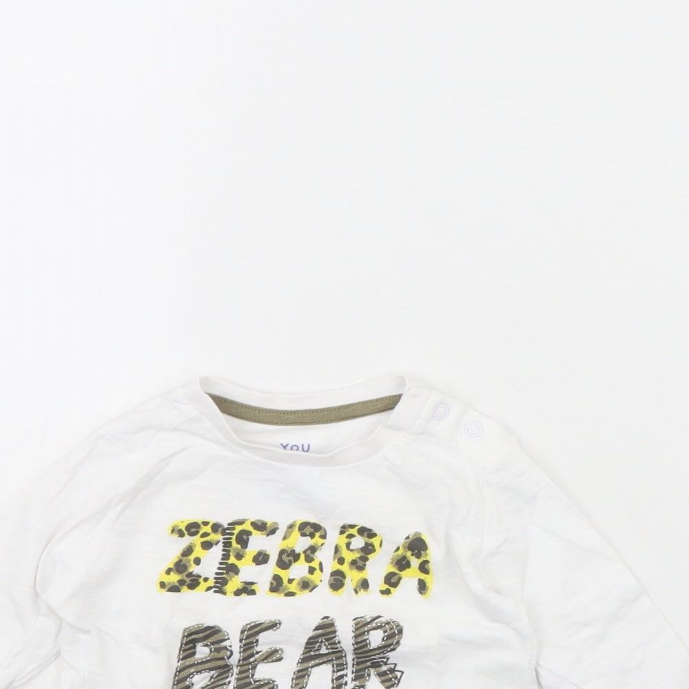 Mothercare Girls White   Basic T-Shirt Size 9-12 Months  - Animal