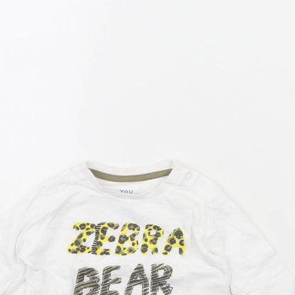 Mothercare Girls White   Basic T-Shirt Size 9-12 Months  - Animal