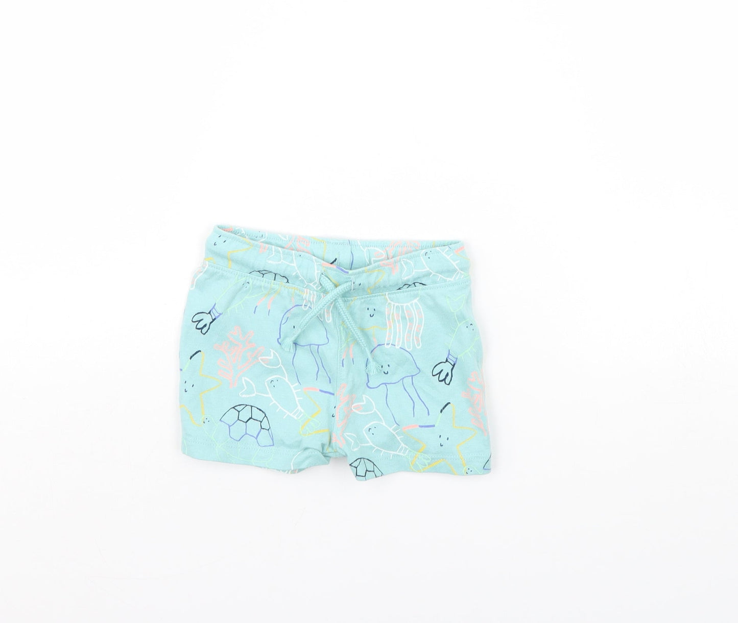 M&S Baby Blue Spotted  Cropped Trousers Size 9 Months  - sea life