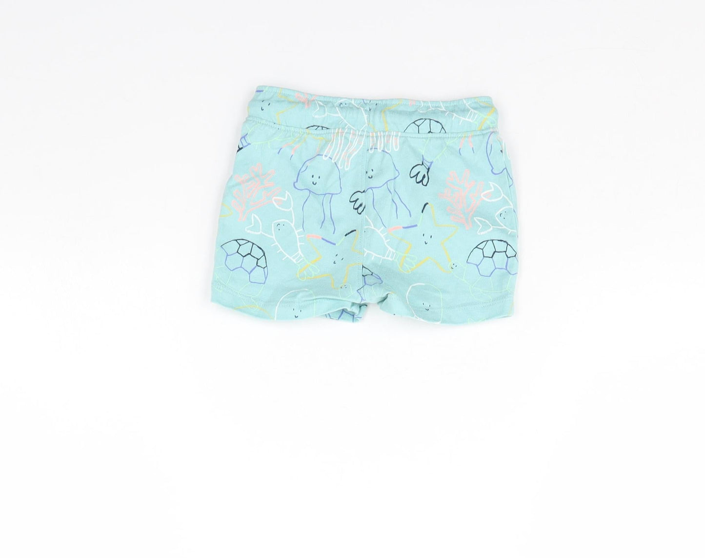 M&S Baby Blue Spotted  Cropped Trousers Size 9 Months  - sea life