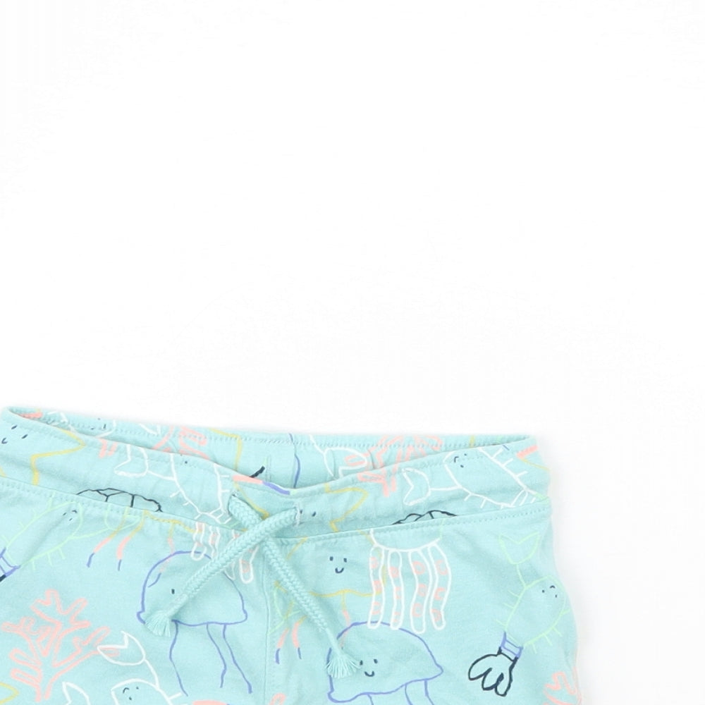M&S Baby Blue Spotted  Cropped Trousers Size 9 Months  - sea life