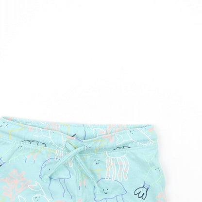 M&S Baby Blue Spotted  Cropped Trousers Size 9 Months  - sea life