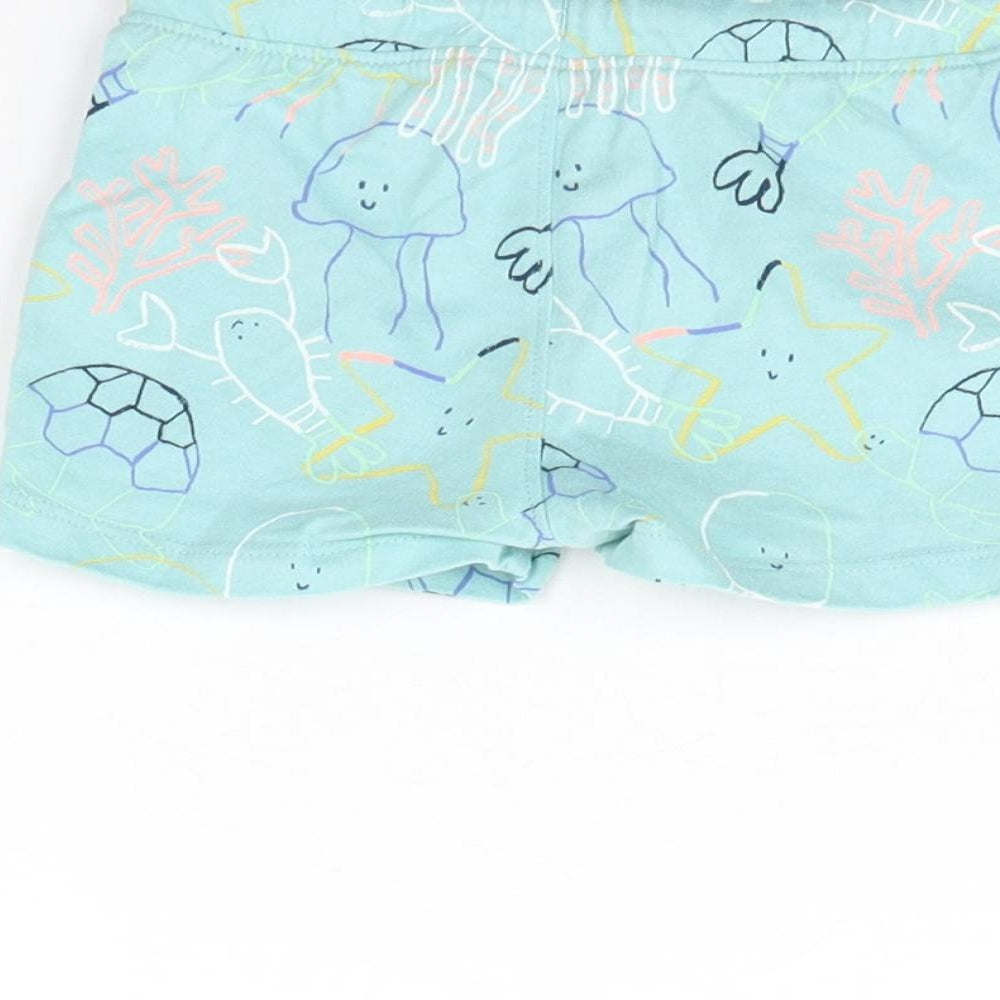 M&S Baby Blue Spotted  Cropped Trousers Size 9 Months  - sea life