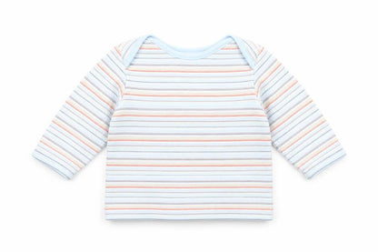 Front view of Marks & Spencer boys’ blue striped basic t-shirt, size 0-3, months