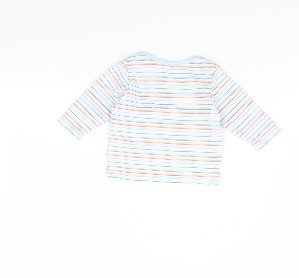 Back view of Marks & Spencer boys’ blue striped basic t-shirt, size 0-3, months