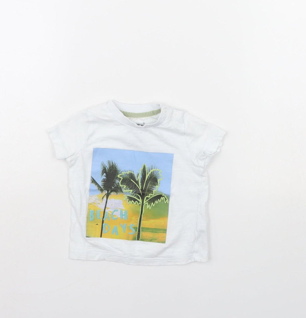 Additional front view of F&F Baby White Basic T-Shirt, size 3-6, Months - beach days