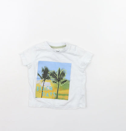 Additional front view of F&F Baby White Basic T-Shirt, size 3-6, Months - beach days