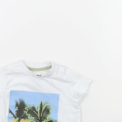 Close-up detail of F&F Baby White Basic T-Shirt, size 3-6, Months - beach days