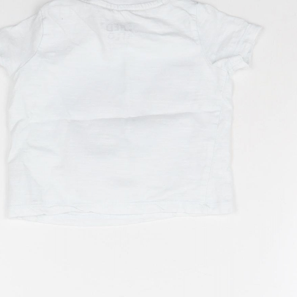 Brand and care label for F&F Baby White Basic T-Shirt, size 3-6, Months - beach days