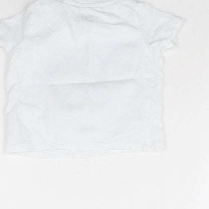 Brand and care label for F&F Baby White Basic T-Shirt, size 3-6, Months - beach days