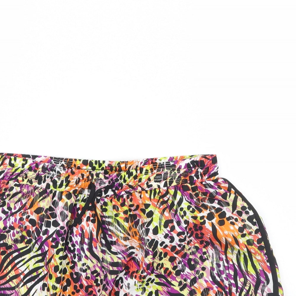 Denim & Co. Womens Multicoloured Animal Print  Bermuda Shorts Size 12