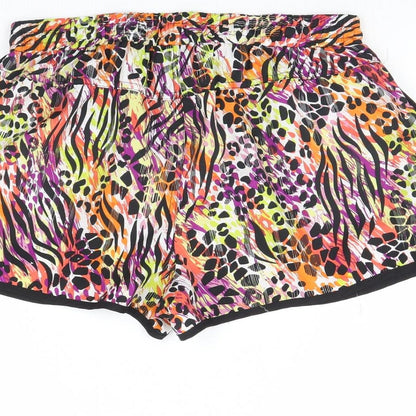 Denim & Co. Womens Multicoloured Animal Print  Bermuda Shorts Size 12
