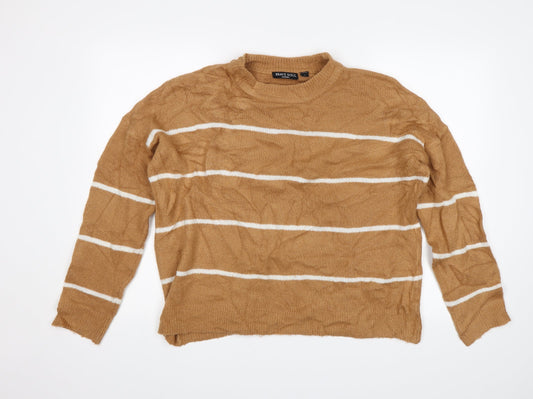 Brave Soul Womens Brown Striped  Pullover Jumper Size L