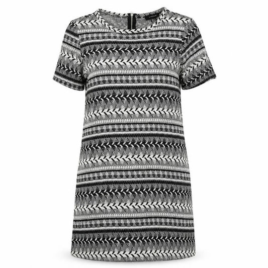 Front view of Atmosphere women’s black geometric sheath, size UK 8