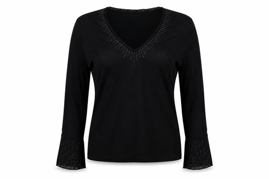 Klass Collection Womens Black   Basic Blouse Size L