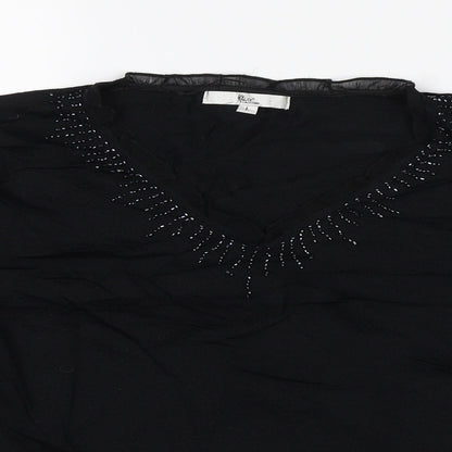 Klass Collection Womens Black   Basic Blouse Size L