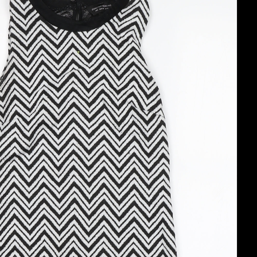 Dorothy Perkins Womens Black Geometric  Shift  Size 10