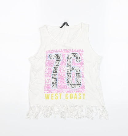 Candy Couture Girls White   Basic Tank Size 10-11 Years  - West Coast