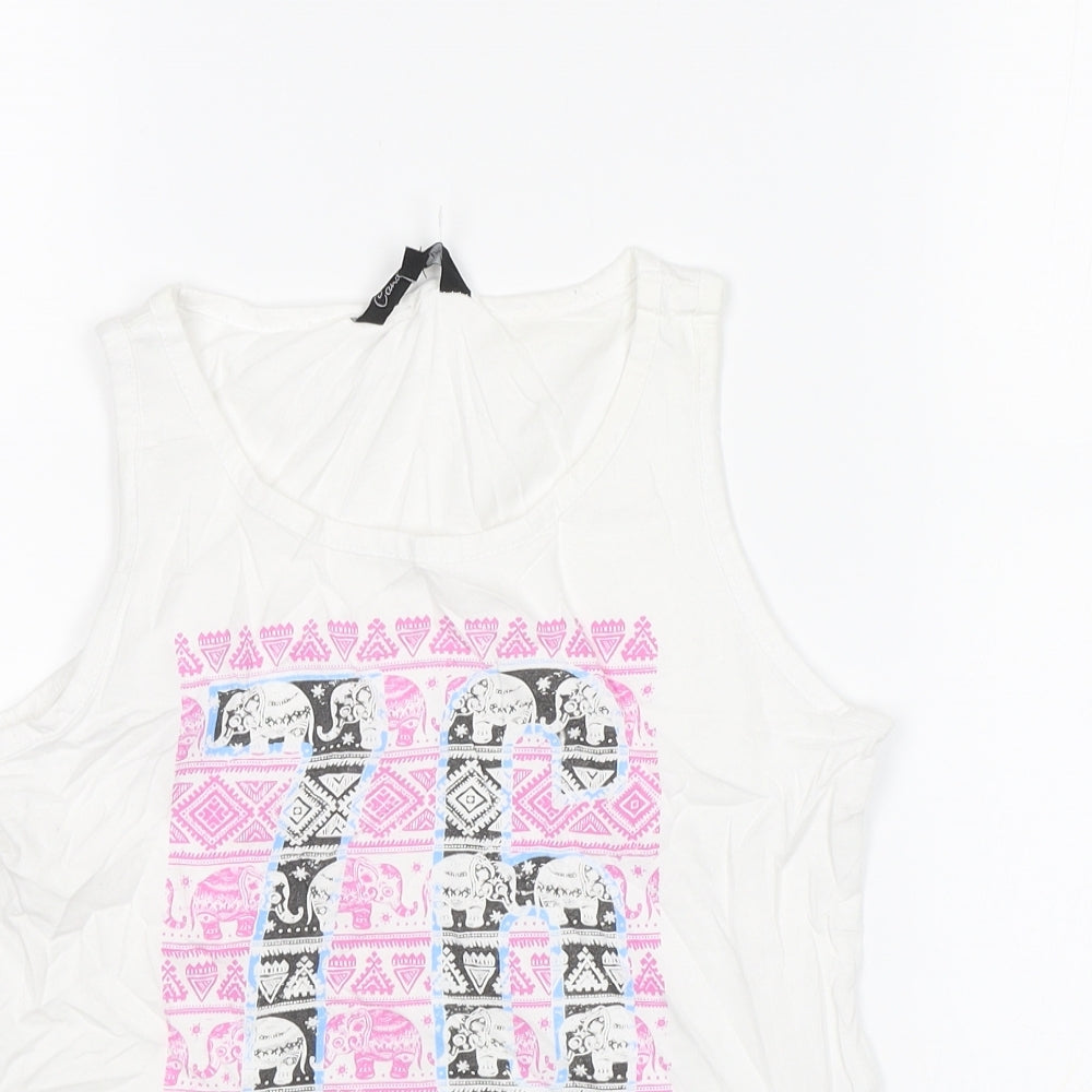 Candy Couture Girls White   Basic Tank Size 10-11 Years  - West Coast