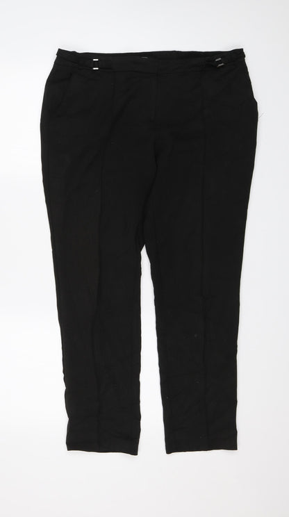 Womens UK Size 14 F&F Regular Fit Dress Pants Black Trousers