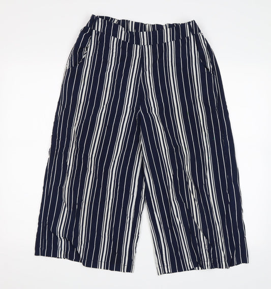 Select Womens Blue Striped  Cut-Off Shorts Size 8