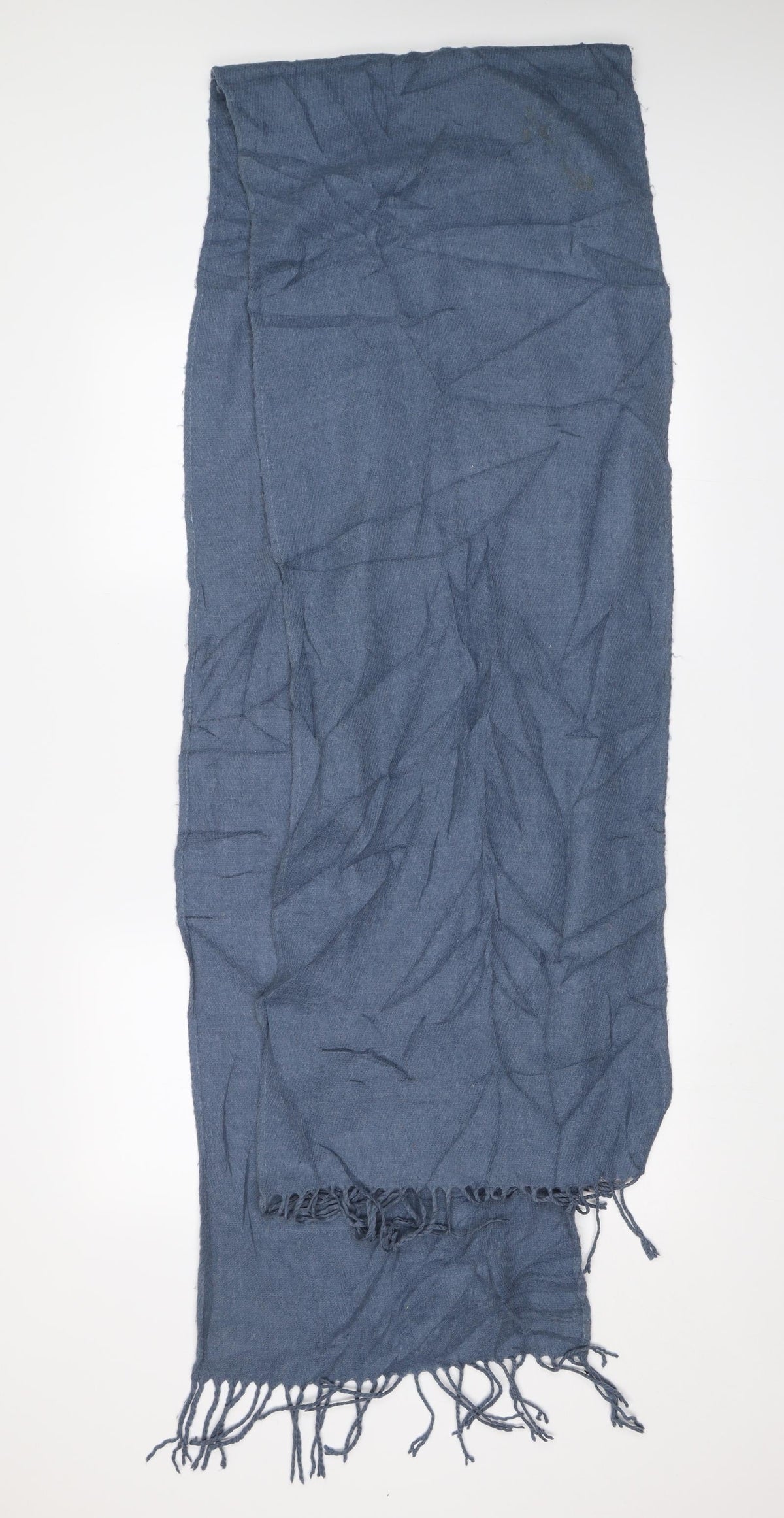 Front view of Preworn unisex blue scarf