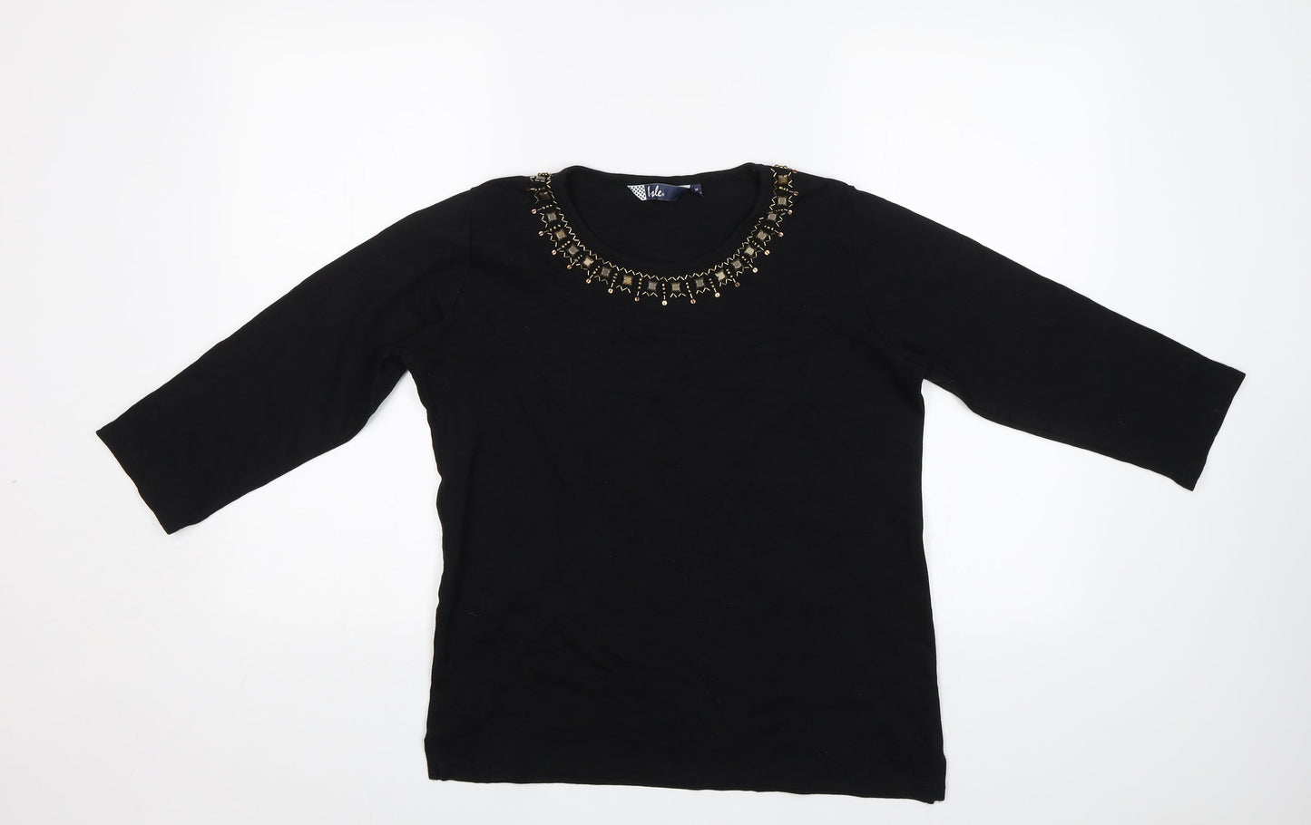 Womens UK Size M Isle Black Basic Blouse