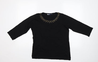 Womens UK Size M Isle Black Basic Blouse