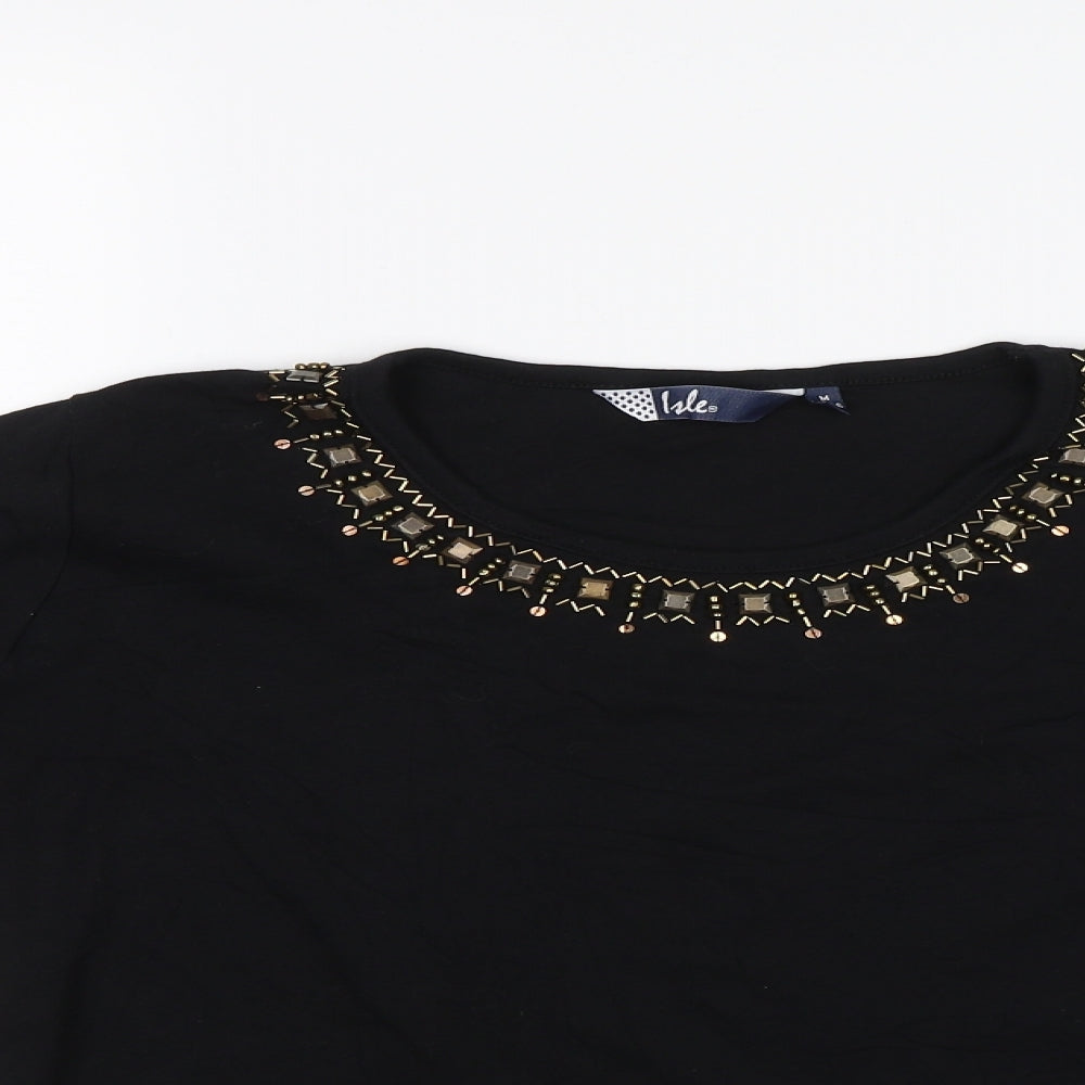 Womens UK Size M Isle Black Basic Blouse
