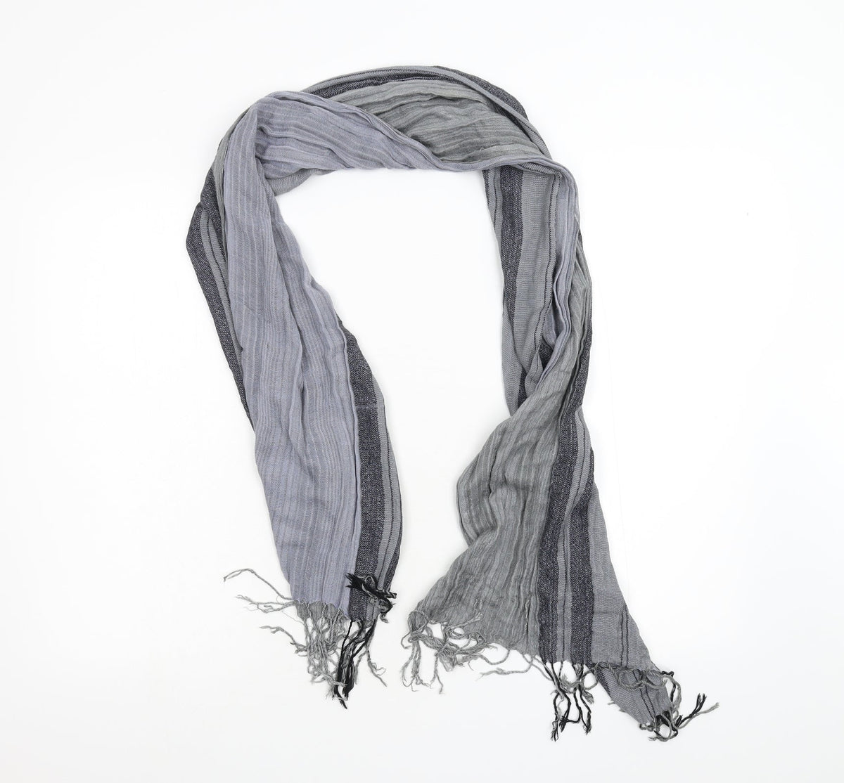 Front view of Preworn unisex grey scarf