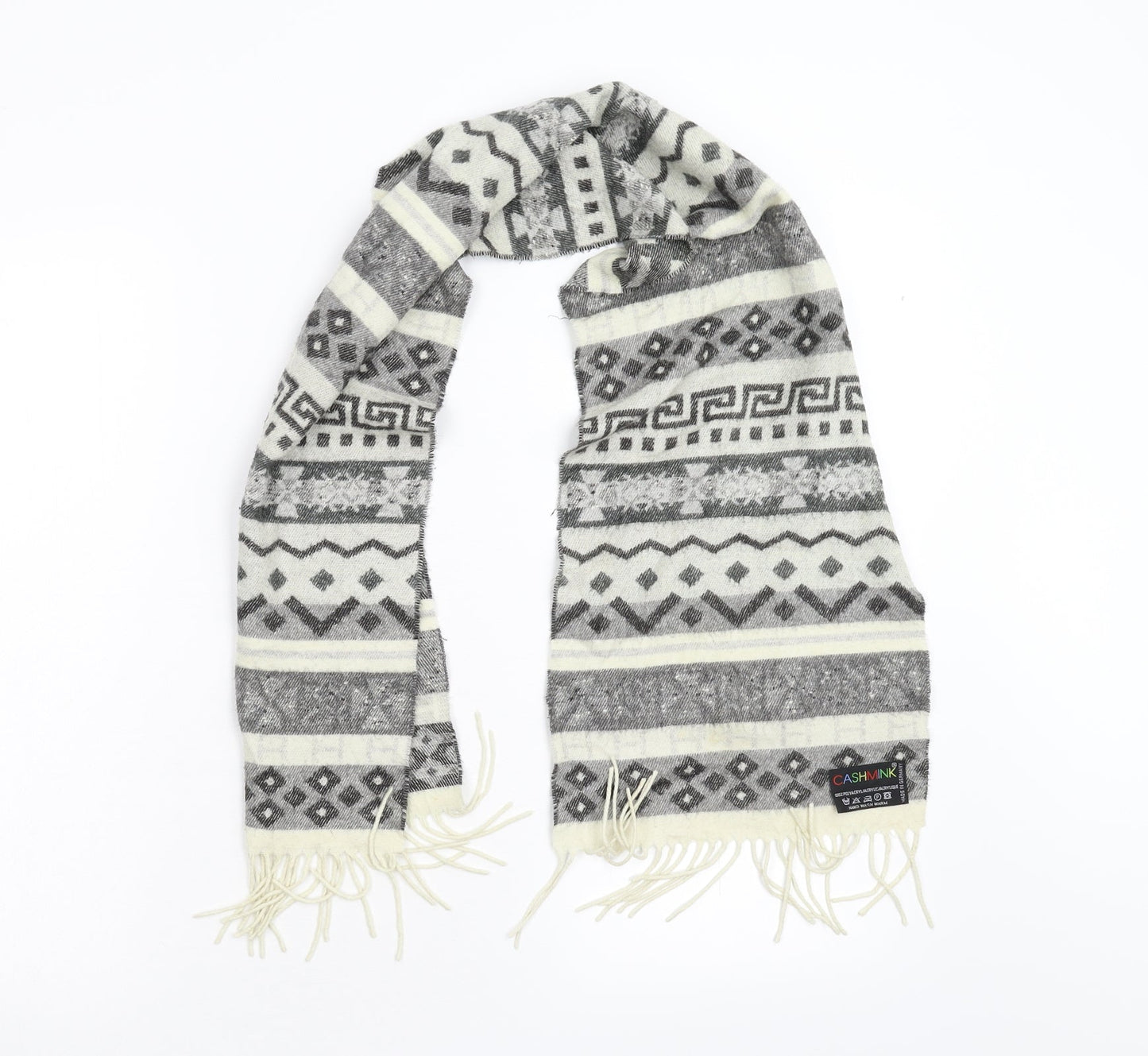 Cashmink Womens Grey Geometric Knit  Scarf