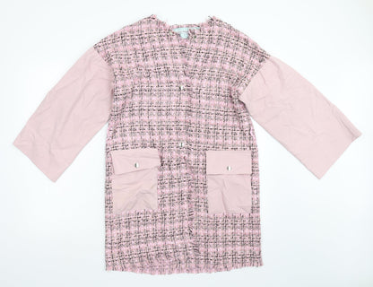 Liliya Stalmakova Womens Pink Check  Overcoat Coat Size L