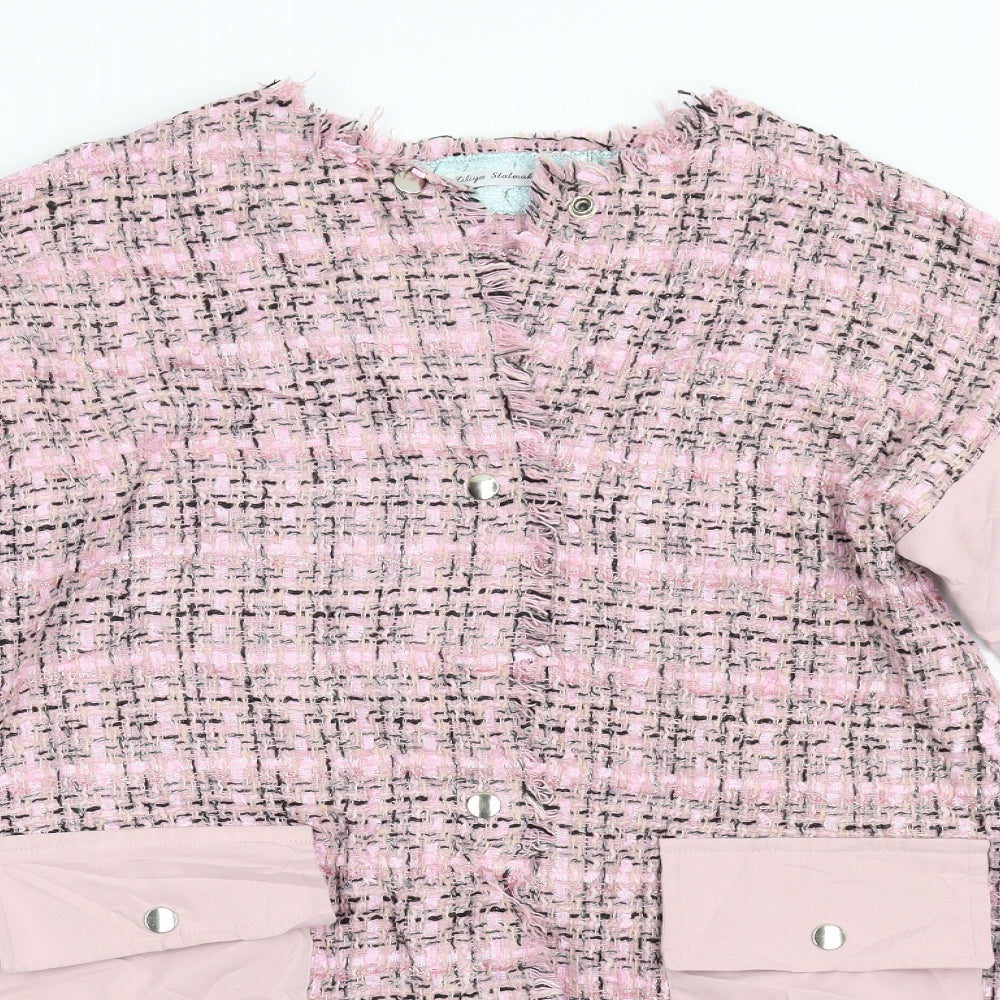Liliya Stalmakova Womens Pink Check  Overcoat Coat Size L
