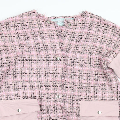 Liliya Stalmakova Womens Pink Check  Overcoat Coat Size L