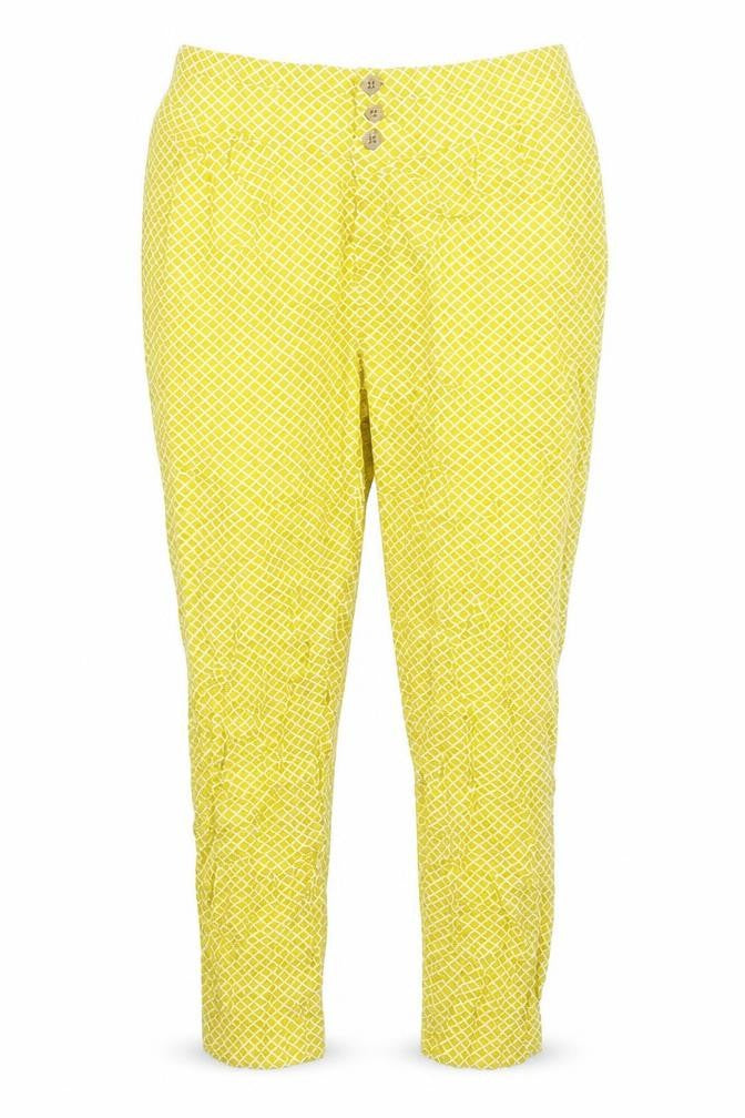 Marks & Spencer Womens Yellow Geometric  Trousers  Size 14 L26 in