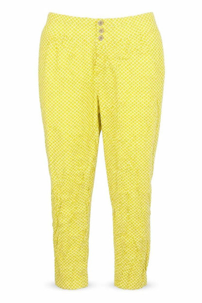Marks & Spencer Womens Yellow Geometric  Trousers  Size 14 L26 in