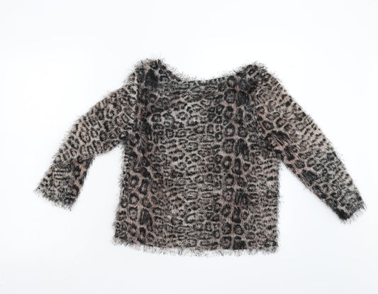 Zuppe Womens Brown Animal Print  Pullover Jumper Size S