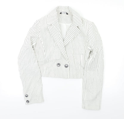 Select Womens White Striped  Jacket Blazer Size 6