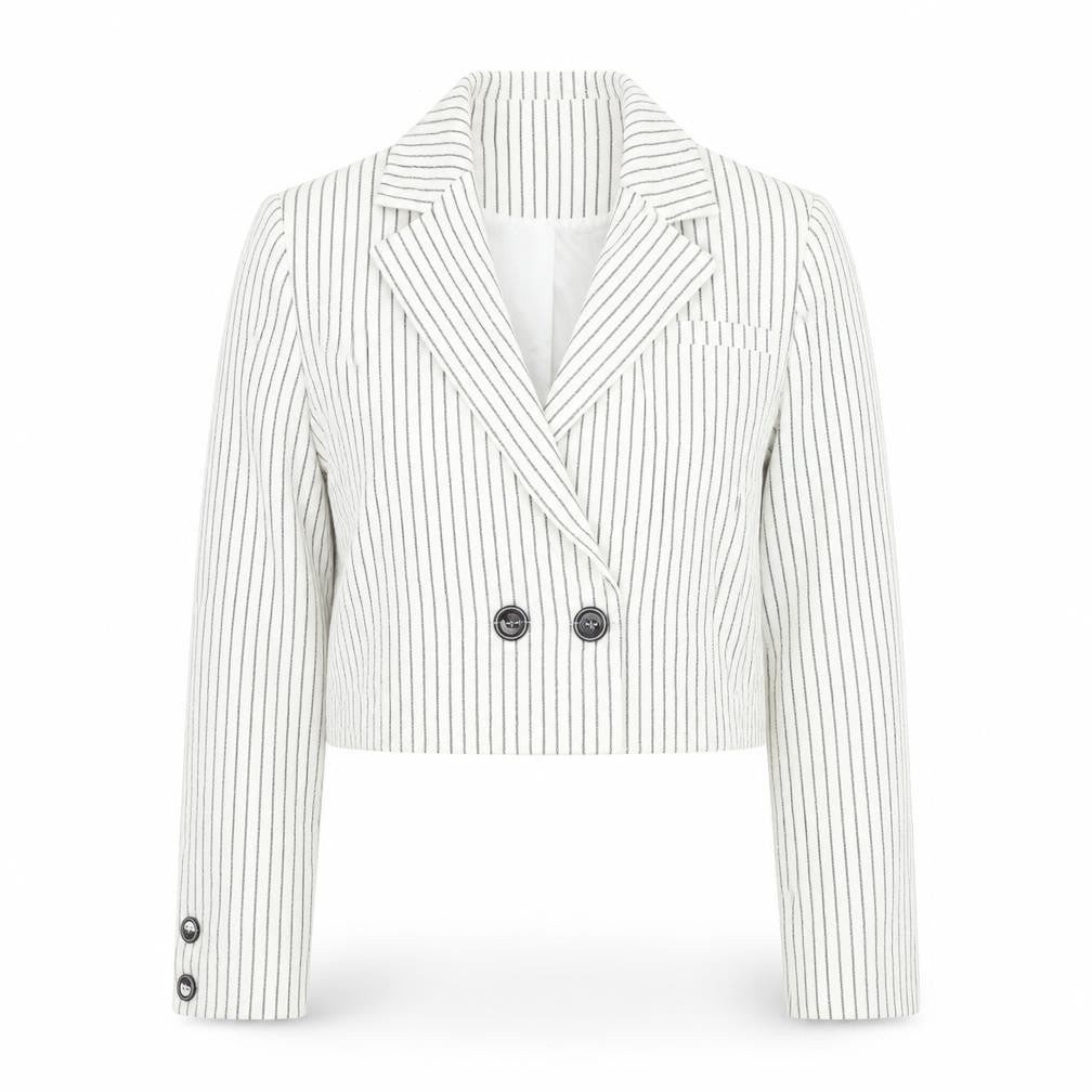 Select Womens White Striped  Jacket Blazer Size 6