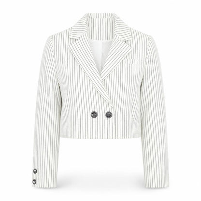 Select Womens White Striped  Jacket Blazer Size 6