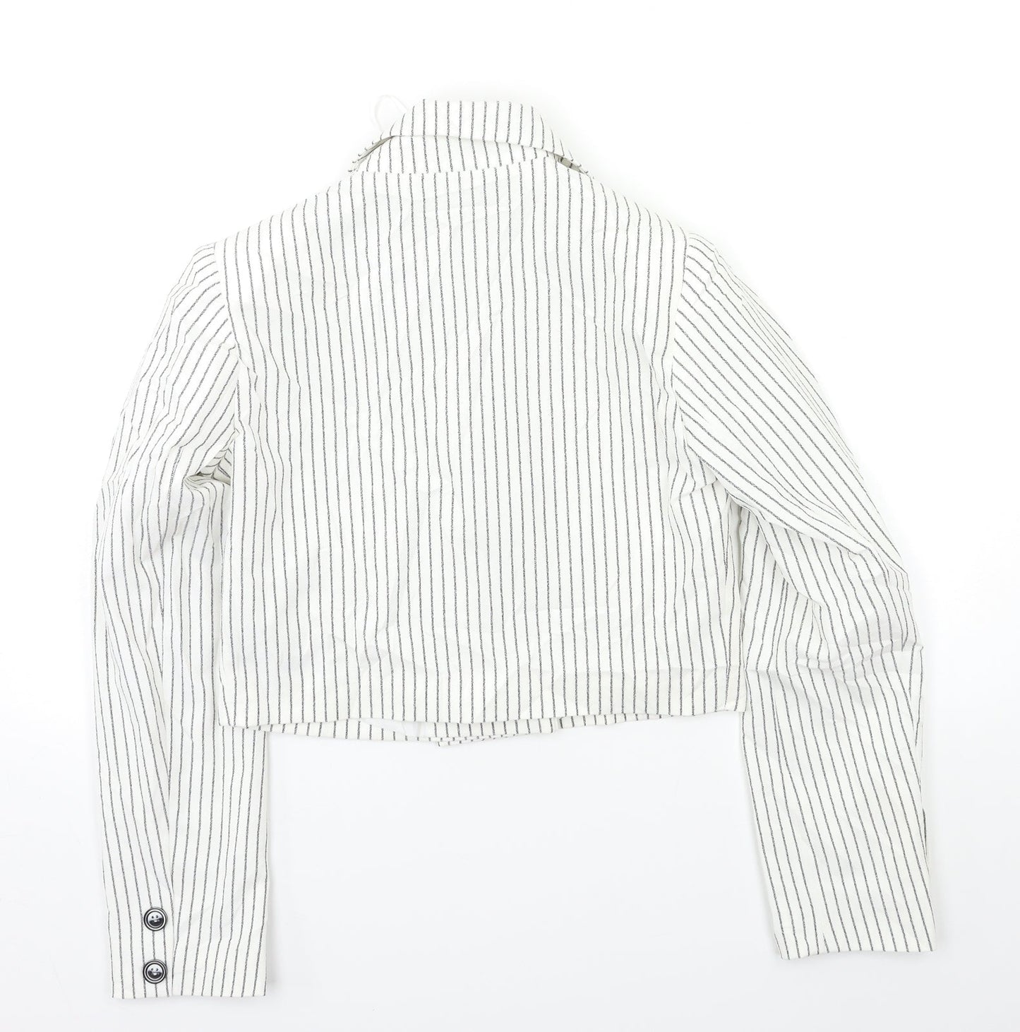 Select Womens White Striped  Jacket Blazer Size 6
