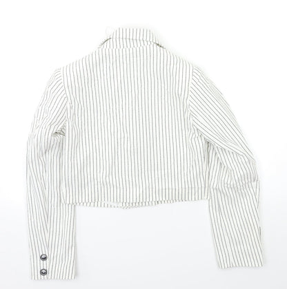 Select Womens White Striped  Jacket Blazer Size 6