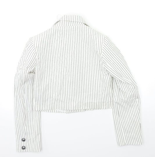 Select Womens White Striped  Jacket Blazer Size 6