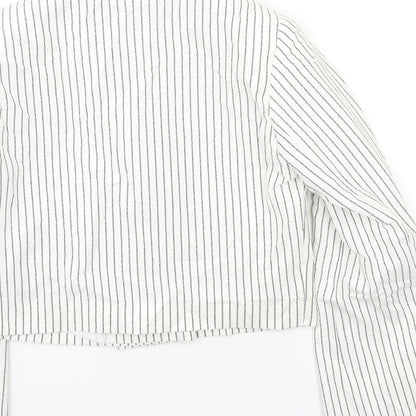 Select Womens White Striped  Jacket Blazer Size 6