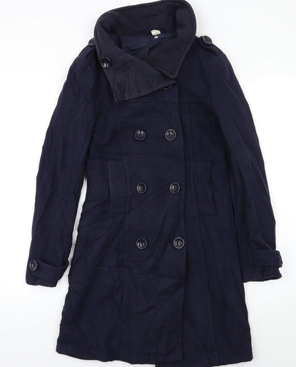 Womens UK Size S H&M Blue Pea Coat