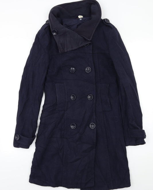 Womens UK Size S H&M Blue Pea Coat