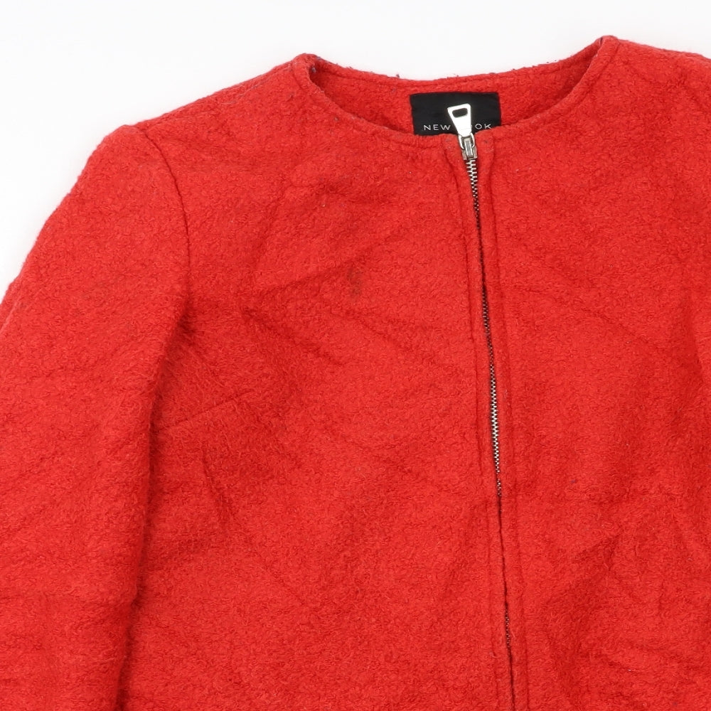 Womens UK Size 12 New Look Red Biker Coat